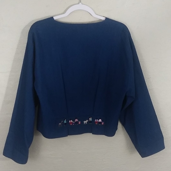 Artesania Sorata Spanish Influence Blue Button Up Long Sleeve Box Style Jacket - Picture 11 of 11